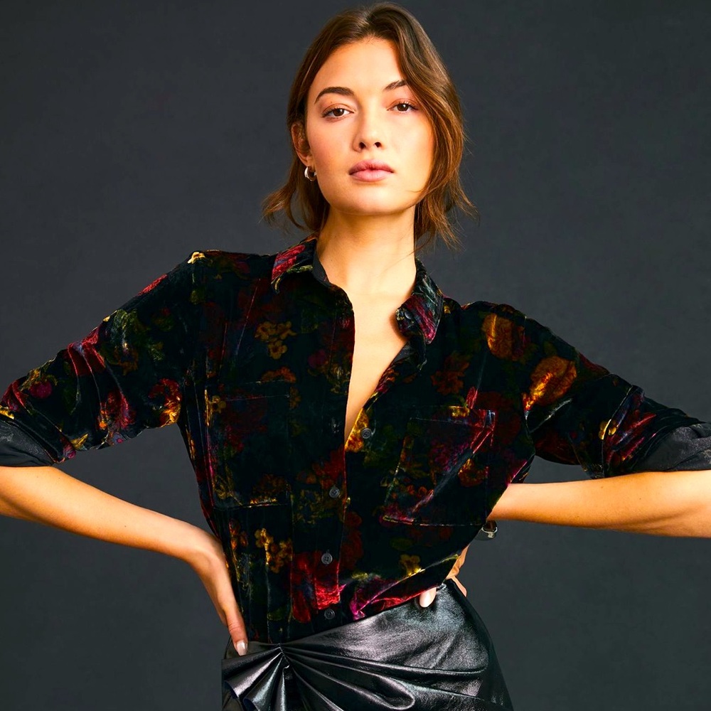 Anthropologie Pilcro Relaxed Velvet Buttondown